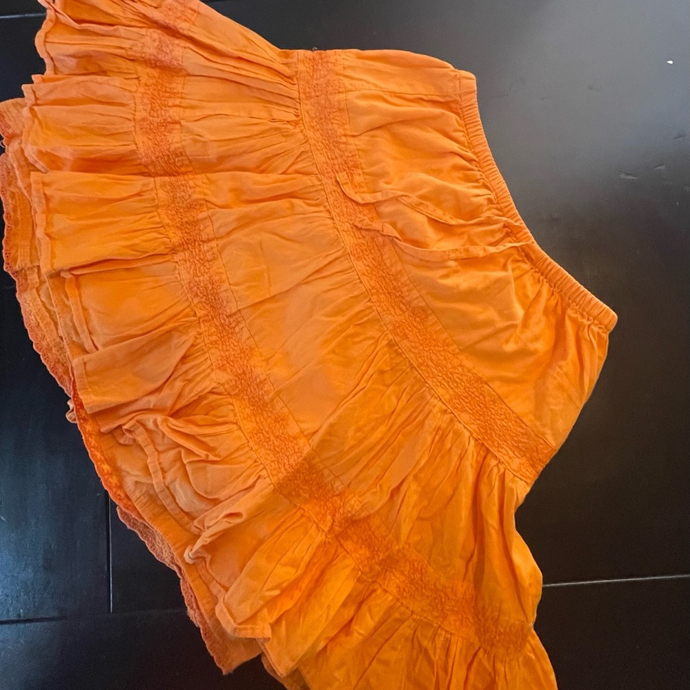 Gap Vibrant Orange Tiered Skirt girls 5-6 small 100% cotton